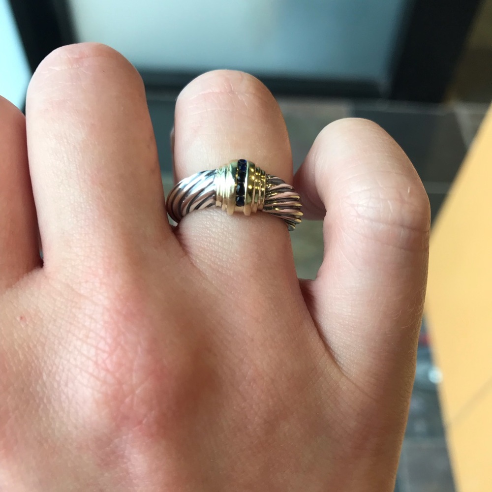 💎David Yurman Sterling/14K & Sapphire Ring 5.75